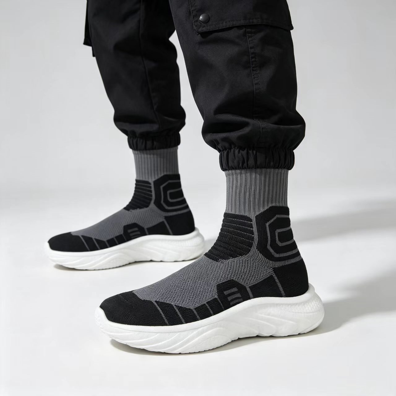 Men Shoes Size 46 - MWY メンズ ハイカットソックス トレーニングシューズ 通気性スニーカー 滑り止め