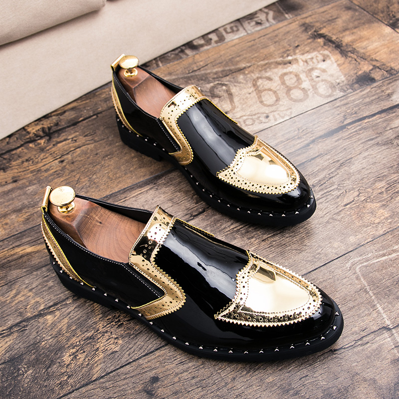 Men Shoes Louboutin - メンズ軽量厚底レザーシューズ,ファッショナブルでフォーマルなアウトドアシューズ,耐摩耗性,黒と金,サイズ38-48