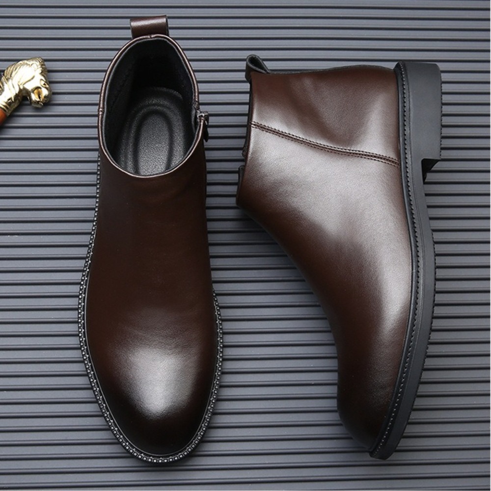 Men Shoes Size 46 - メンズチェルシーブーツ 秋冬 レザー メンズブーツ ブリティッシュスタイル ハイカットシューズ