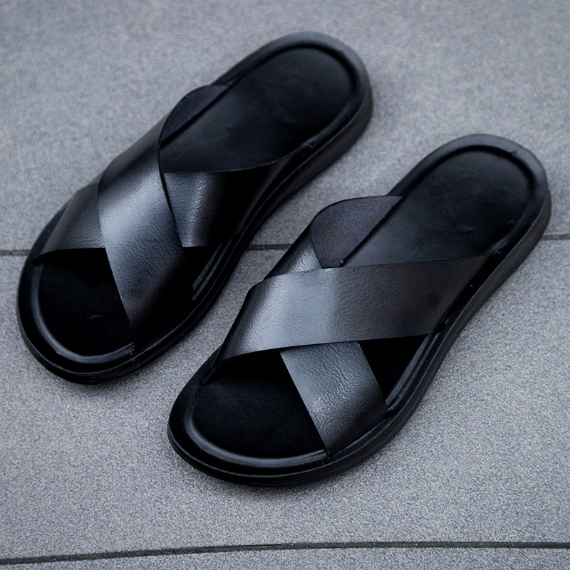 Men Shoes Louboutin - イタリア製PUレザー スリッパ メンズ 夏用 室内/屋外 ホテル/ビーチ