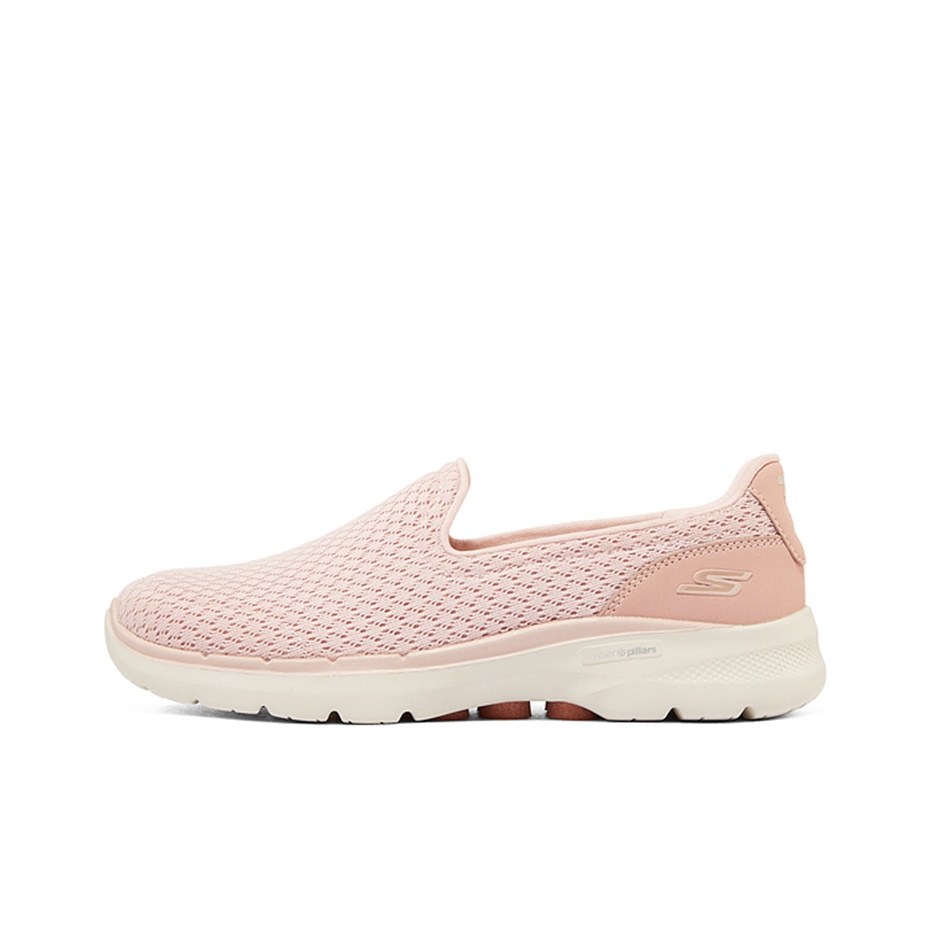Men Shoes Casual - スケッチャーズ ゴーウォーク 6 テキスタイル、合成皮革クッション、耐摩耗性ロートップカジュアルシューズ レディース ピンク