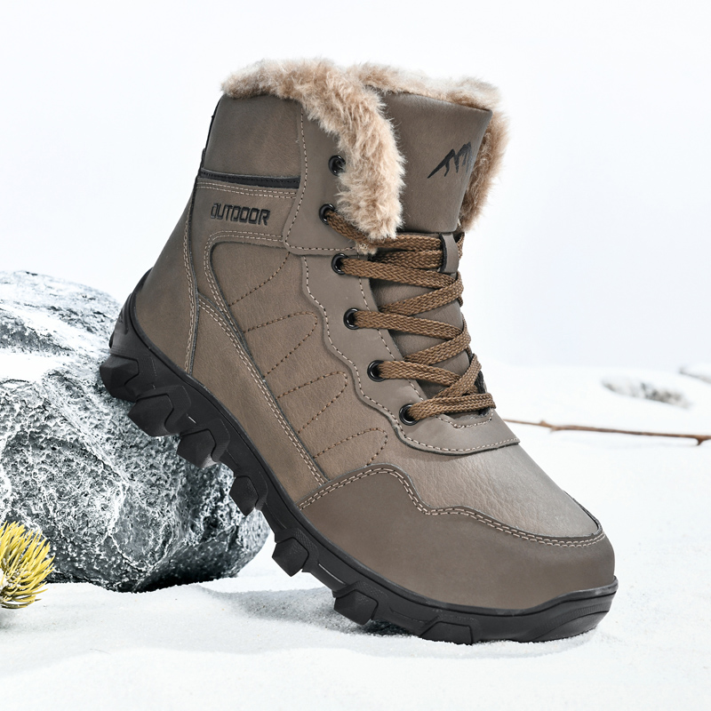 Men Shoes Marks - メンズウィンターブーツ暖かい防水滑り止めぬいぐるみスニーカーシューズ - 冬用スリッパ男性テニスブーツ
