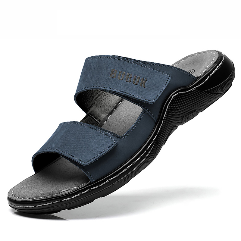 Men Shoes Marks - 第一層牛革メンズスポーツサンダル、オープントゥアウトドア滑り止めサンダル、カジュアルメンズシューズ、アウトドアファッションビーチシューズ、李