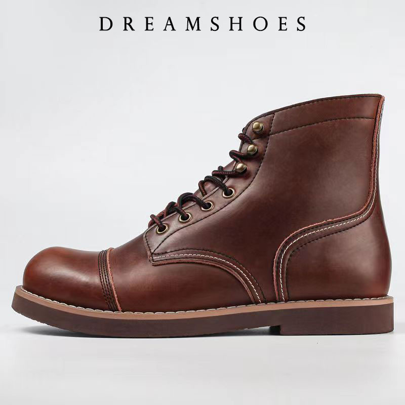 Men Shoes 2026 - 2026 新しい日本のヴィンテージデザイナー手作りツーリングメンズカジュアルシューズ牛革ラウンドトゥアンクルブーツオートバイブーツ冬
