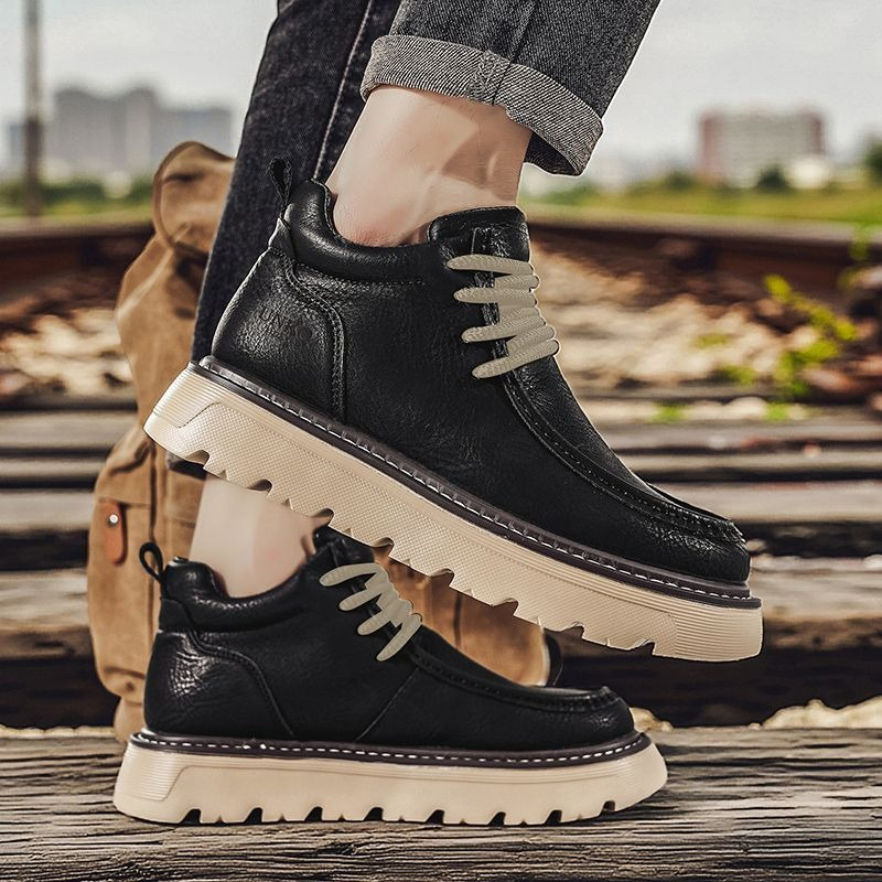 Men'S Shoes With Height Increase - メンズ冬用チェルシーブーツ ブリティッシュスタイル 厚底 身長アップ 暖かい カジュアル