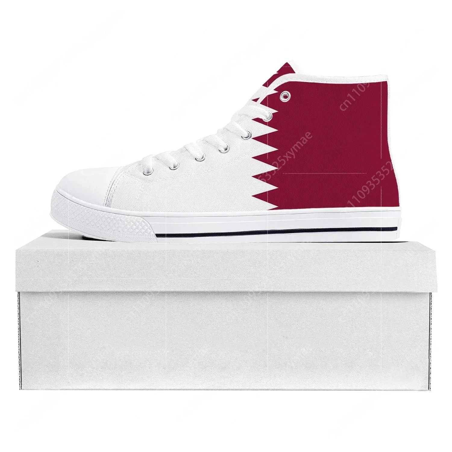 Men Shoes Qatar - カタール国旗ハイトップ高品質スニーカーメンズレディースティーンエイジャーキャンバススニーカーカタールカジュアルカップルシューズカスタムシューズ