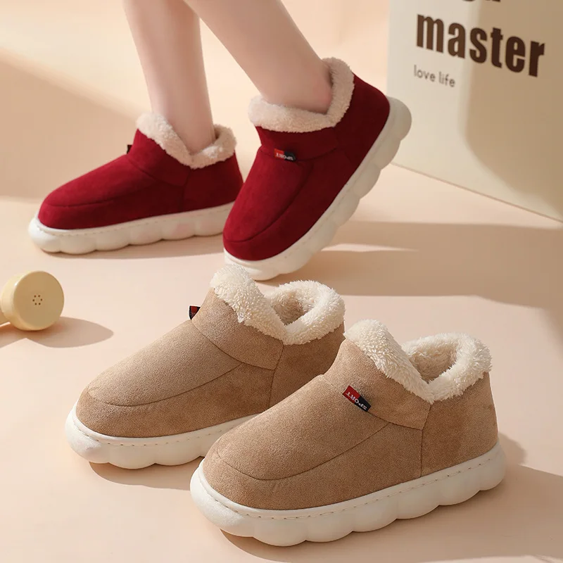 Men Shoes Casual - 2025年冬用メンズカジュアルハウスシューズ、レディースアウトドア用暖かいコットンシューズ、女性用室内用プラッシュパッド入りスリッパ