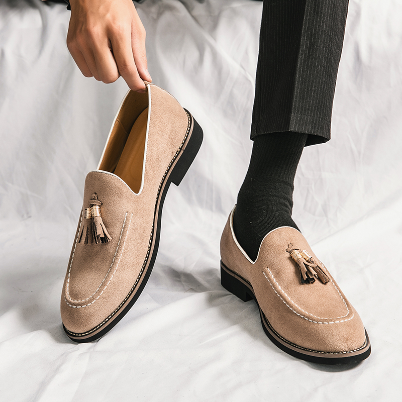 Men Shoes Louboutin - イタリアブランド牛革スエードポインテッドトゥ革靴高品質メンズローファーメンズカジュアルシューズ英国スタイルフラットシューズ