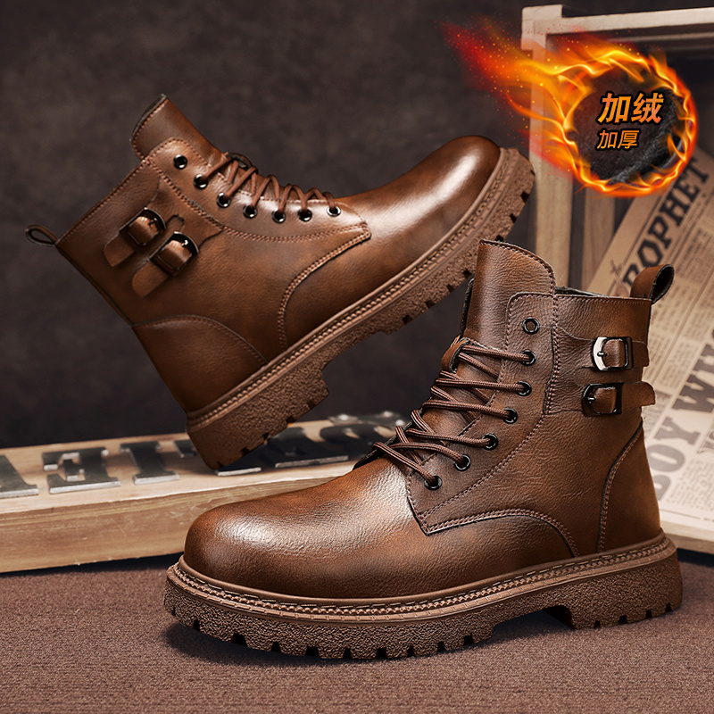 Men Shoes Size 46 - 新しい男性スノーブーツ牛革冬厚い豪華な防水滑り止めジッパー保温冬靴プラスサイズ 46