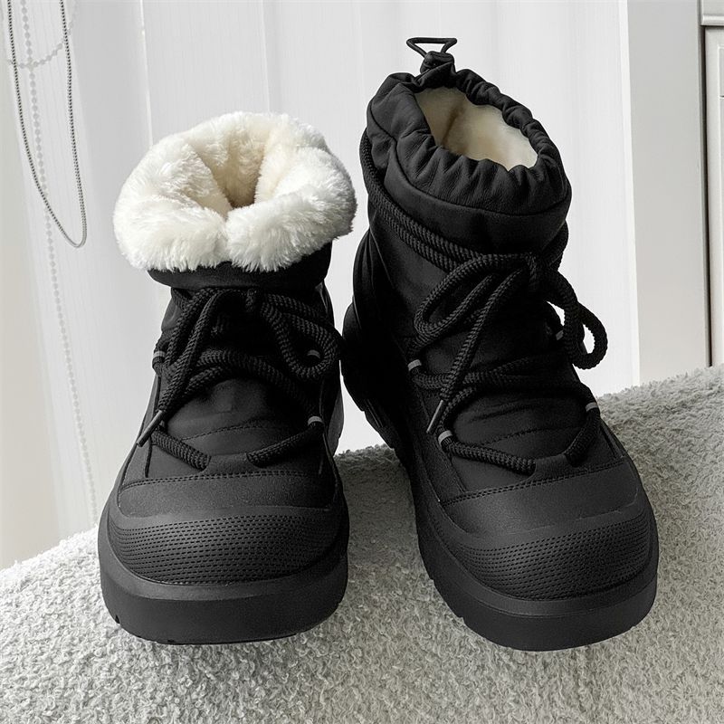 Men'S Shoes Daily Use - デザイナー新作メンズスノーブーツ冬用ハイカットアンクルブーツ屋外用滑り止め防水カジュアルコットンシューズプラッシュウォームワークブーツ