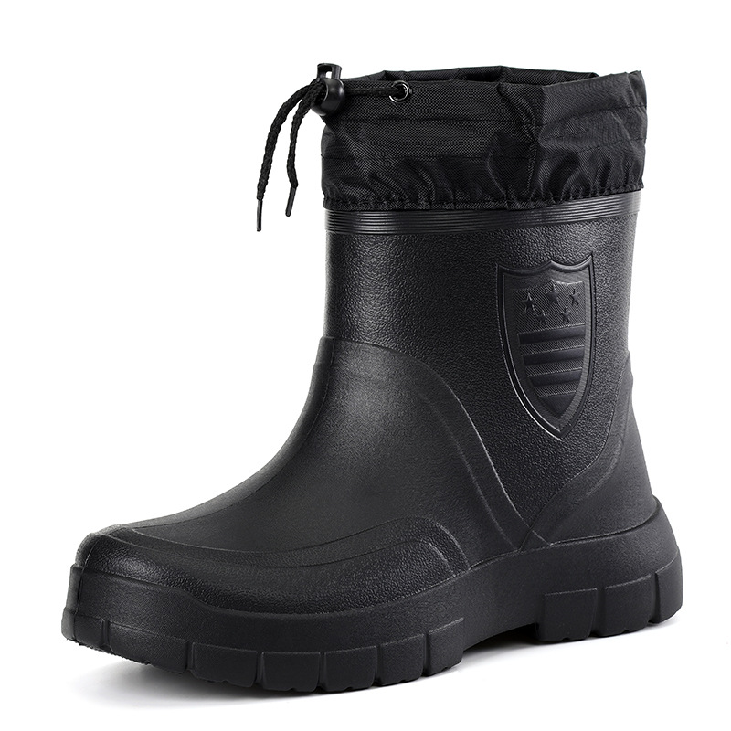 Men'S Shoes Daily Use - 多用途メンズレインブーツ防水屋外軽量靴ベルベットファッションショートブーツカジュアル快適男性ウォーターシューズ 2025