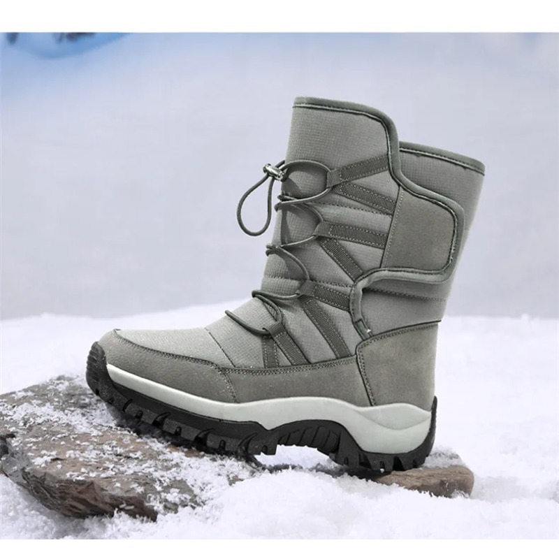 Men Shoes Brand - メンズ暖かいプラッシュカップルスノーブーツ、屋外滑り止めハイキング、メンズワークアンクルブランドウィンターシューズ、防水