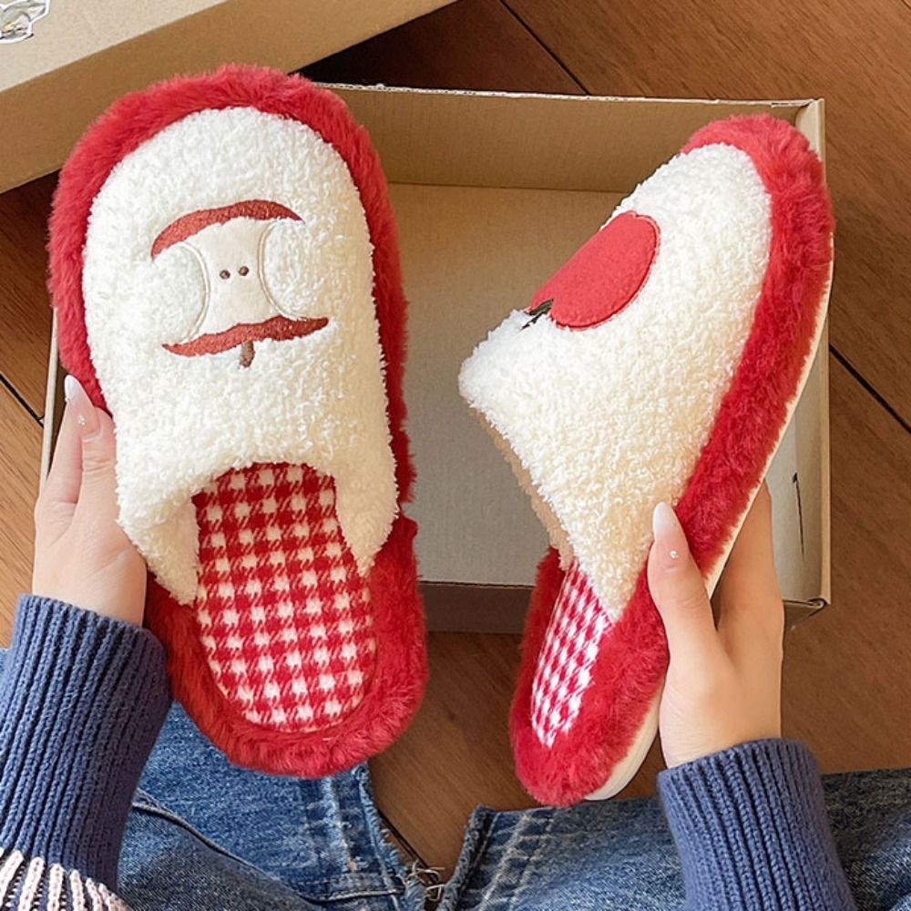 Men Shoes Casual - ファッショングリッドストライプキュートスリッパ滑り止めソフトウィンタースライド女性用サイレントカジュアルフルーツスリッパ男性用