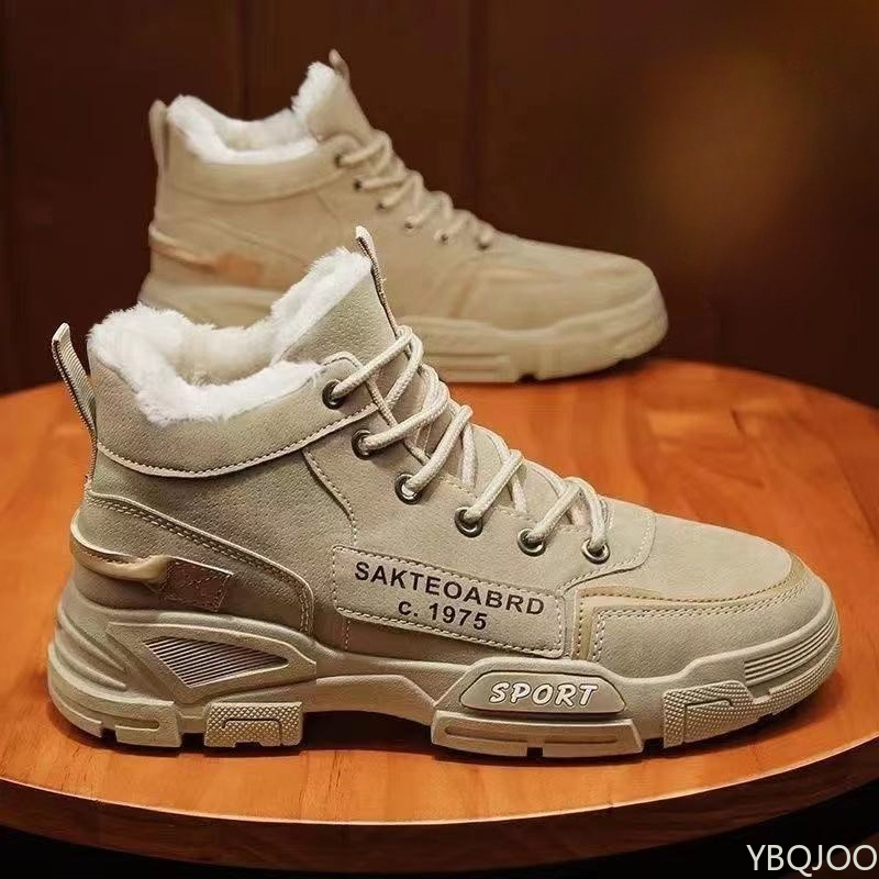 Men'S Shoes Daily Use - ファッショナブルで多用途なワークウェア、ハイカットメンズシューズ、秋冬新作、メンズコットンシューズ、暖かいカジュアル滑り止めスノーブーツ