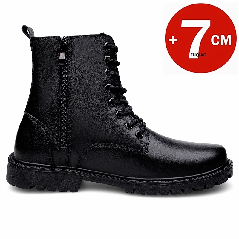 メンズ本革エレベーターブーツ 冬用暖かい裏地付きジップアップ - Men'S Shoes With Height Increase のレビューと価格