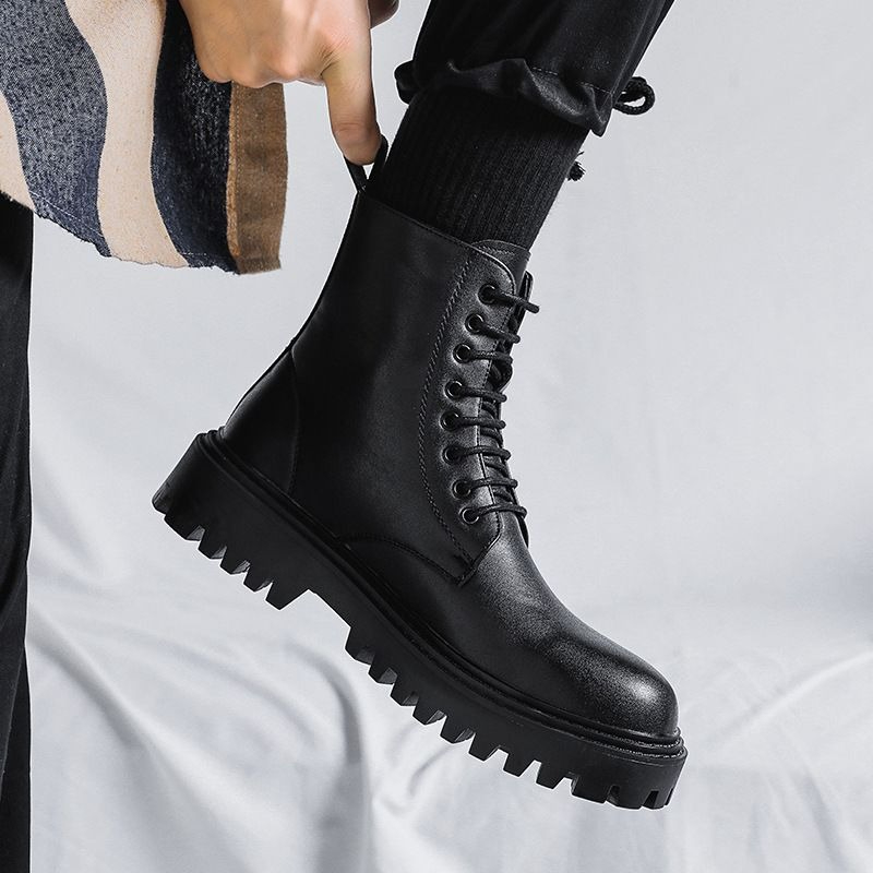 メンズハイカットレザーブーツ ファッション ブリティッシュス - Men'S Shoes With Height Increase のレビューと価格