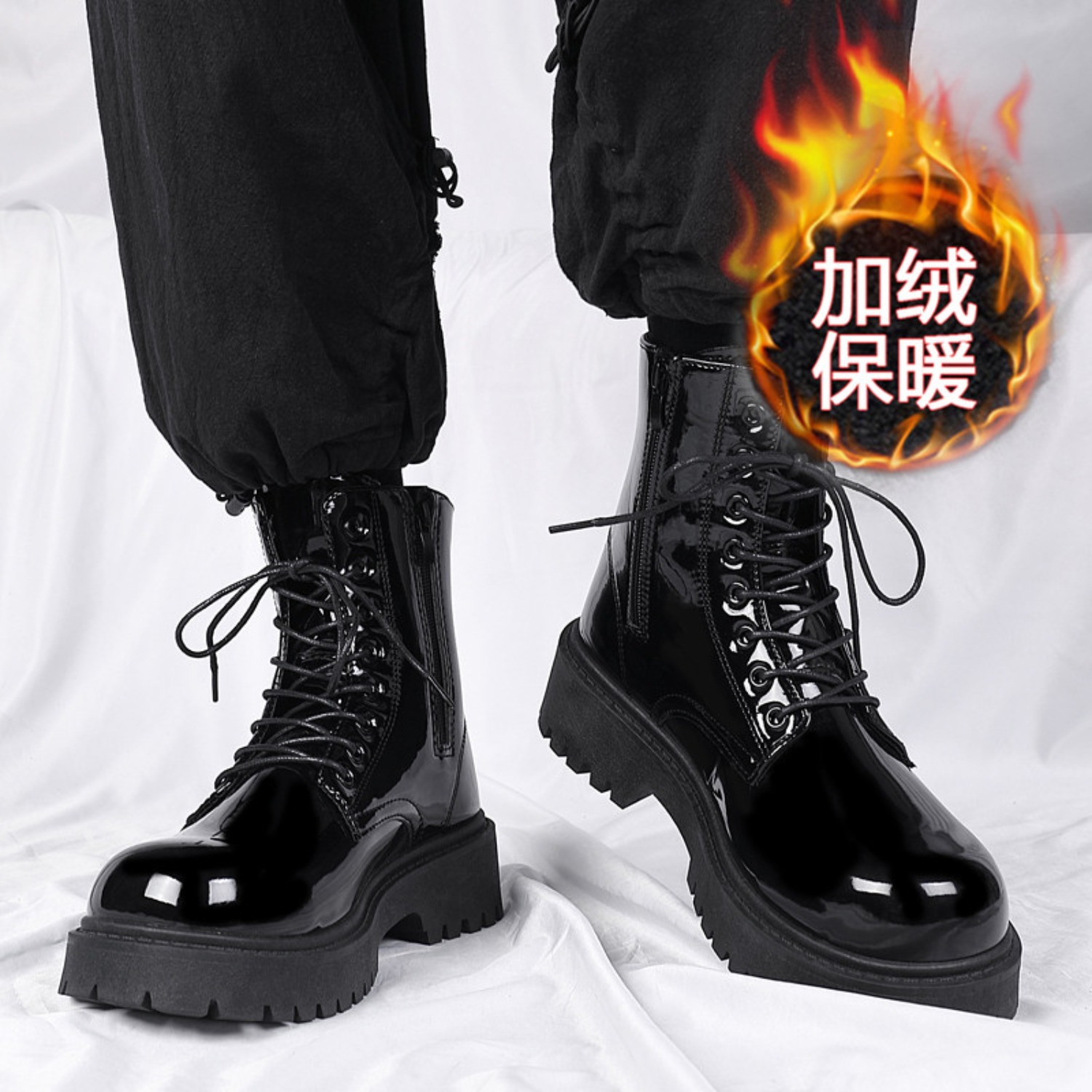 メンズ暖かいプラッシュハイカットブーツ、冬用ソフトソール滑り - Men Shoes 2026 のレビューと価格