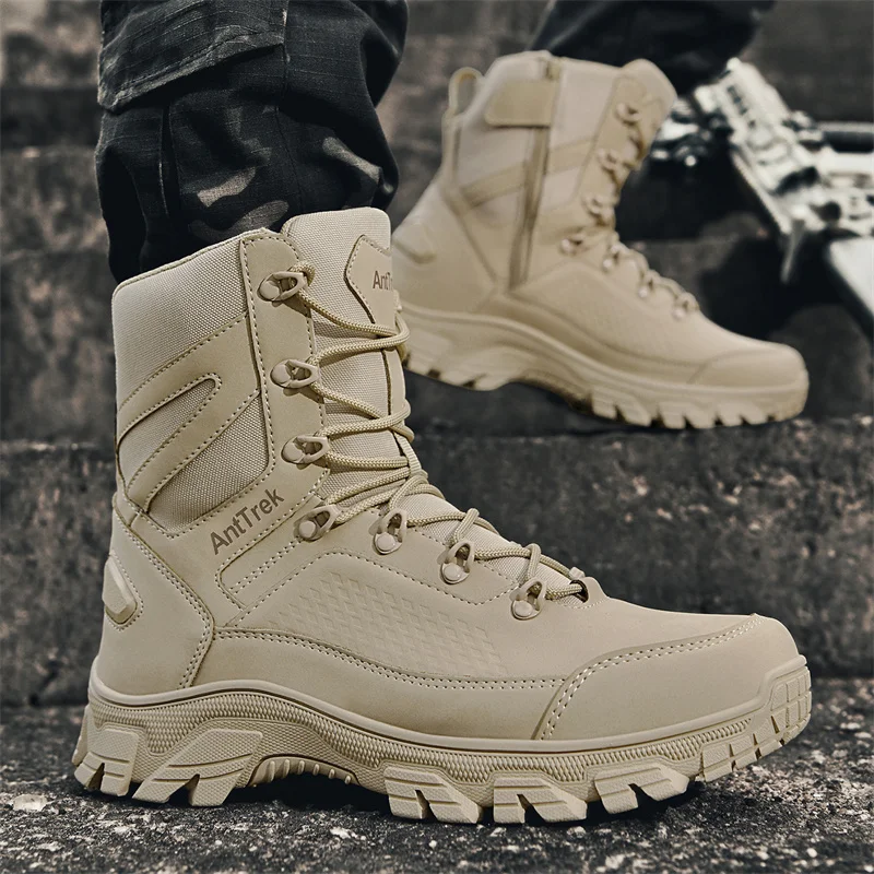 新しい男性戦術ブーツ狩猟ハイキング靴レースアップ砂漠ユニセッ - Men Shoes Brand のレビューと価格