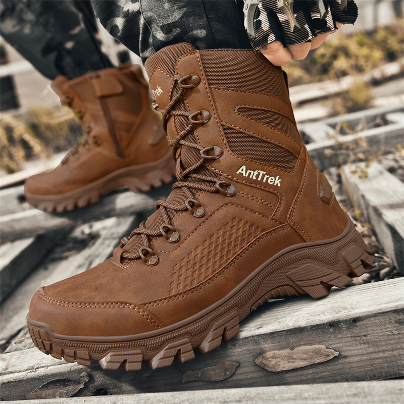 新しい男性戦術ブーツ狩猟ハイキング靴レースアップ砂漠ユニセッ - Men Shoes Brand のレビューと価格
