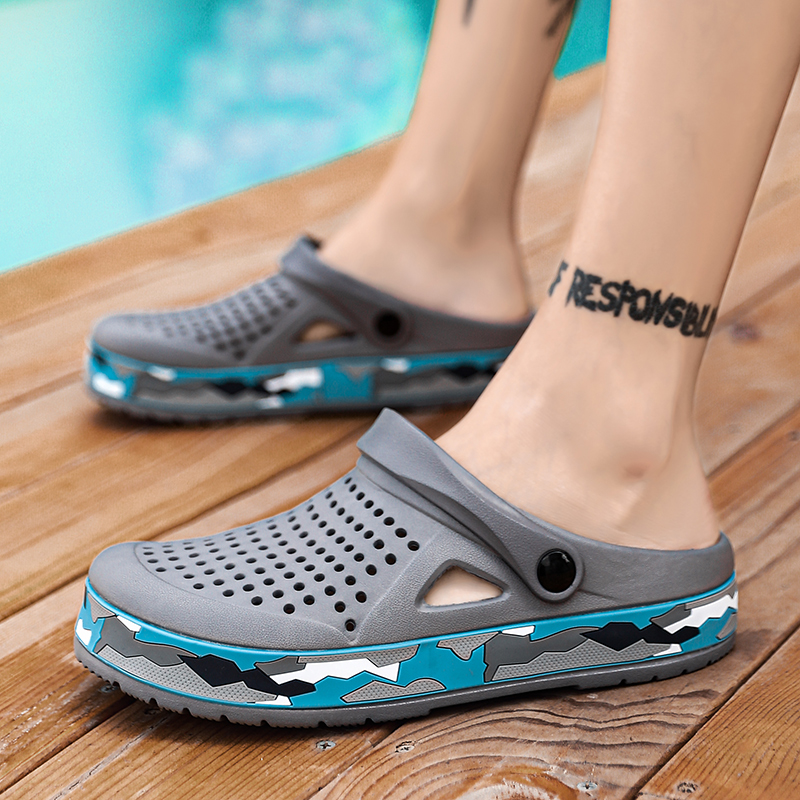 夏の男性の靴下駄スリッパ男性ガーデンフラットサンダルプラット - Men Shoes Marks のレビューと価格