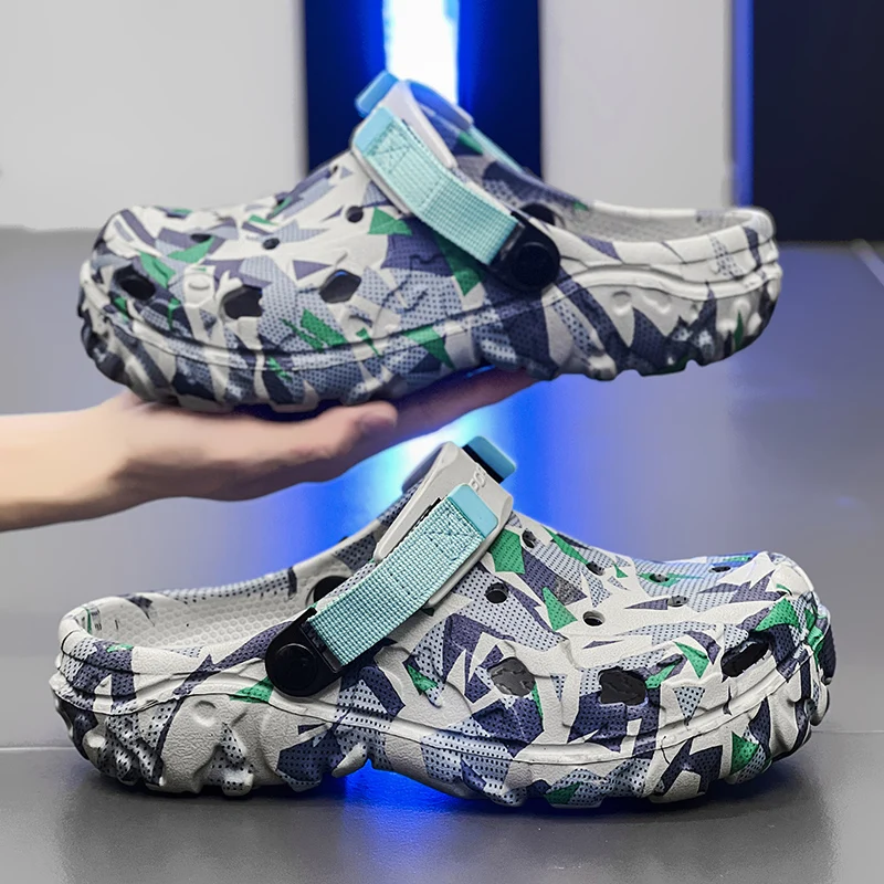 新しいメンズ下駄スリッパサンダル男性ガーデンシューズフラット - Men Shoes Marks のレビューと価格