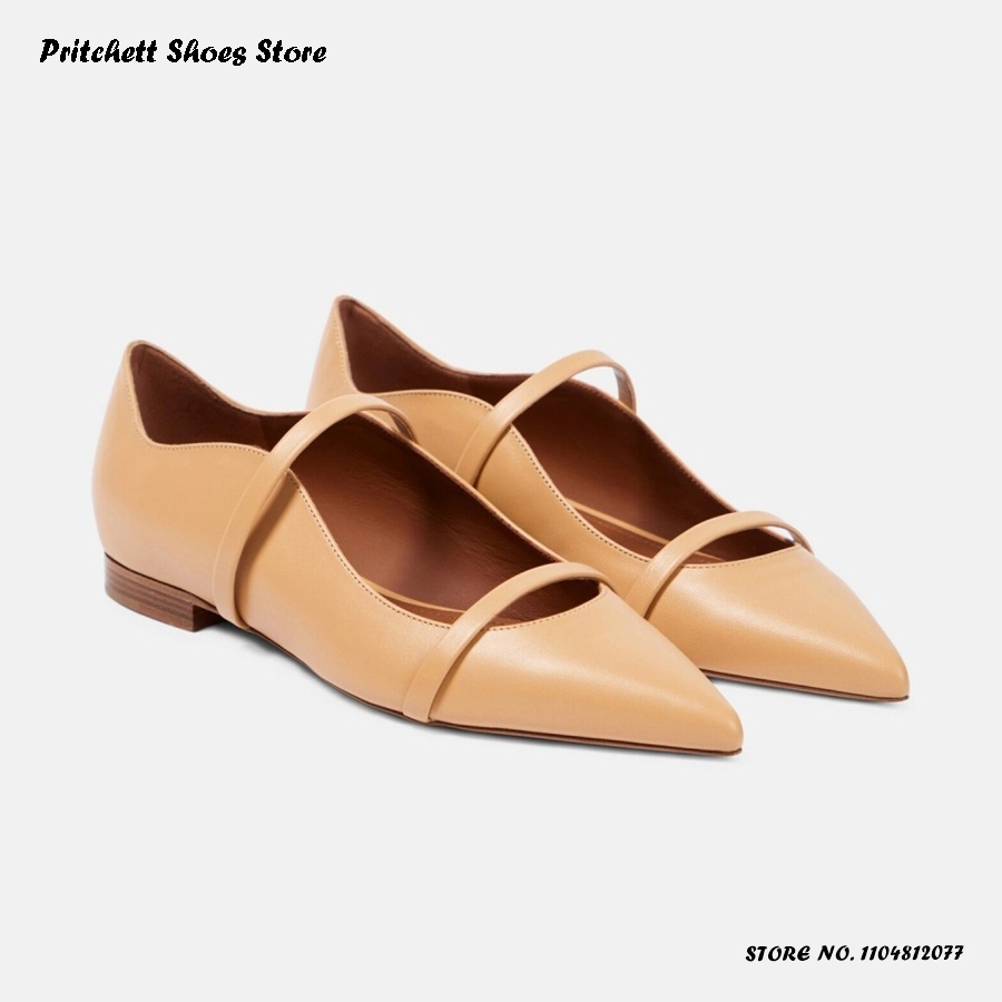レディース ダブルストラップ レザー バレエシューズ ポイン - Men Shoes Casual のレビューと価格