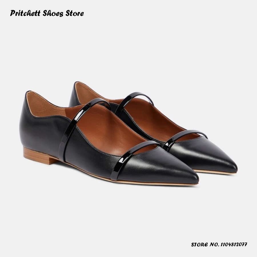 レディース ダブルストラップ レザー バレエシューズ ポイン - Men Shoes Casual のレビューと価格