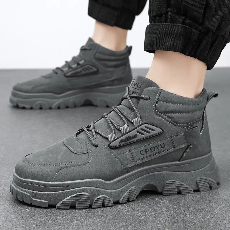 アンクルブーツメンズシューズ春ハイカット防水滑り止め作業安全 - Men'S Shoes With Height Increase のレビューと価格