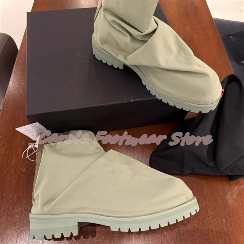 プリーツナイロン生地ハイカットメンズアンクルブーツチャンキー - Men'S Shoes With Height Increase のレビューと価格