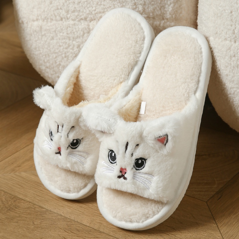 かわいい猫のぬいぐるみ風ビーチサンダル、男女兼用、暖かいふわ - Flip Flop Beach Men のレビューと価格