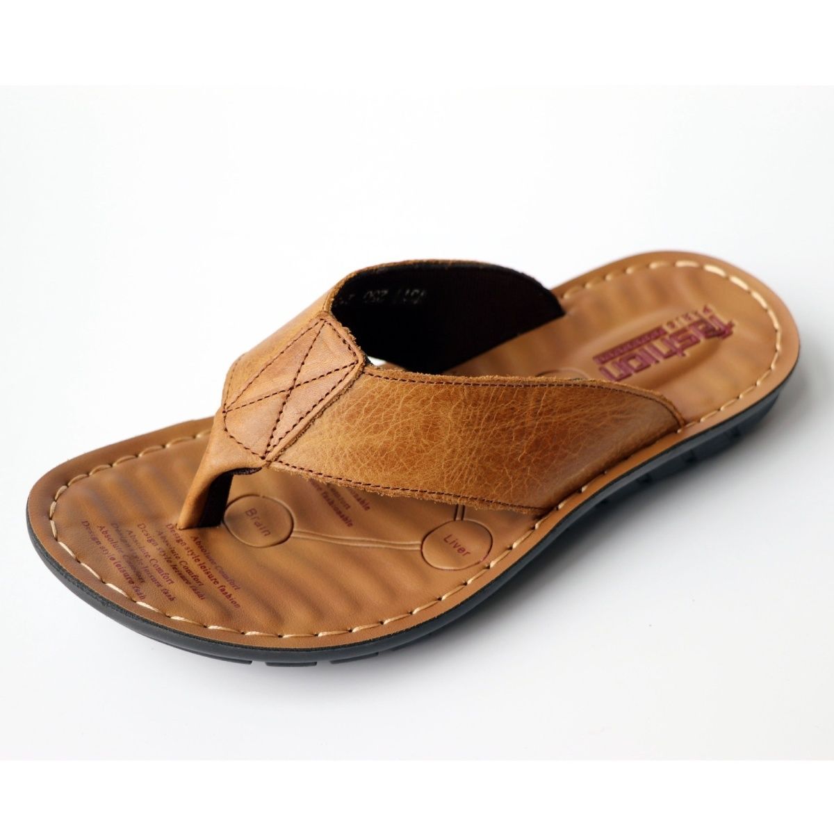 夏の靴男性スリッパ本革メンズフリップフロップフラットメンズサ - Men Shoes Brand のレビューと価格