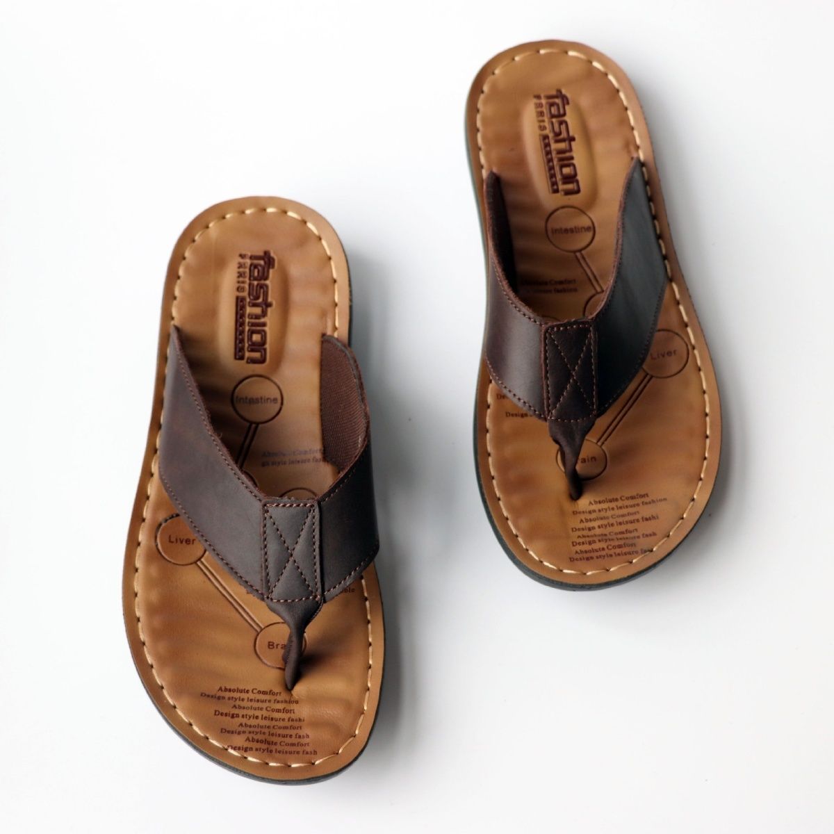 夏の靴男性スリッパ本革メンズフリップフロップフラットメンズサ - Men Shoes Brand のレビューと価格