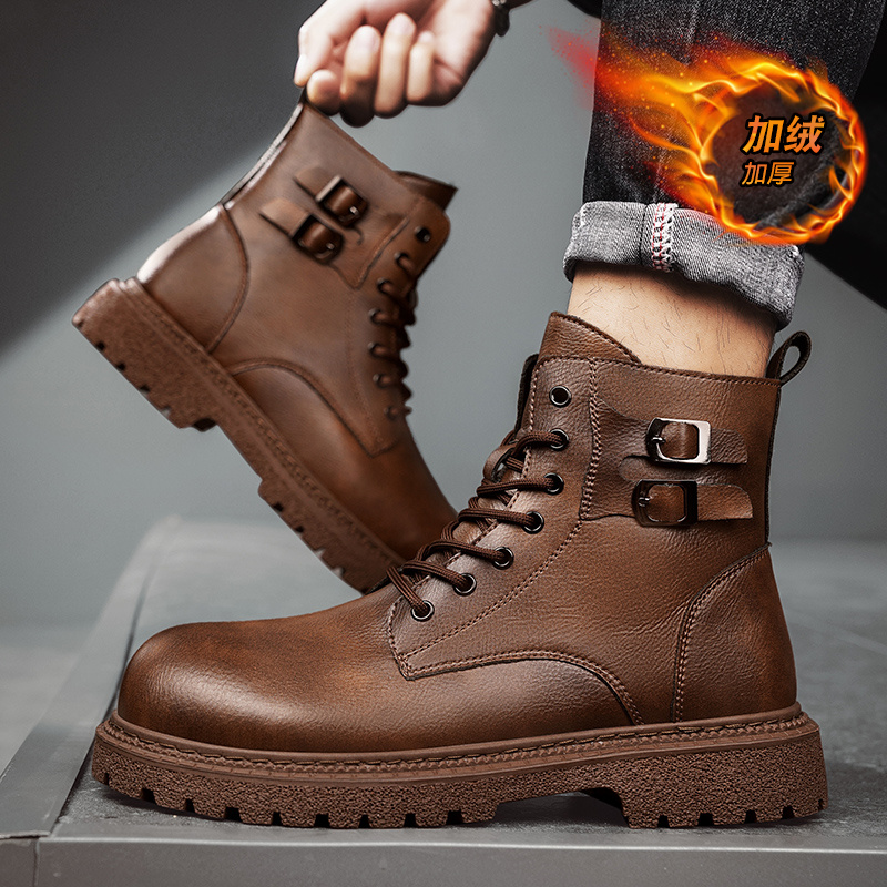 新しい男性スノーブーツ牛革冬厚い豪華な防水滑り止めジッパー保 - Men Shoes Size 46 のレビューと価格