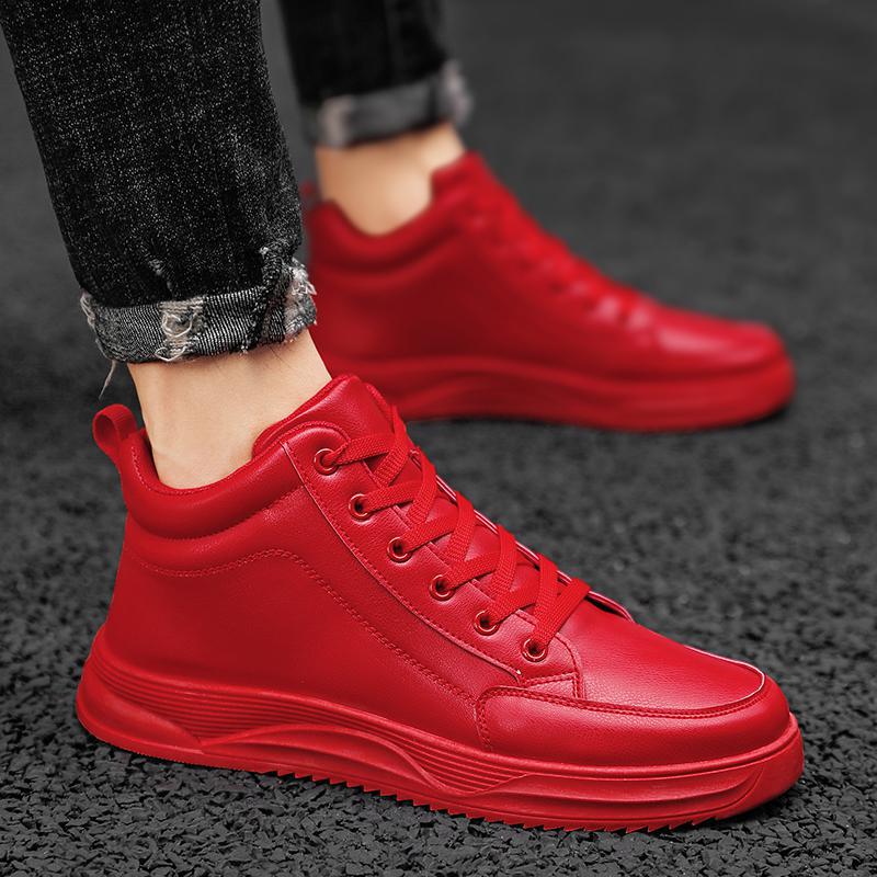 カップル秋冬新作ハイカットレッドボードシューズ男女兼用大きい - Men Shoes Size 46 のレビューと価格