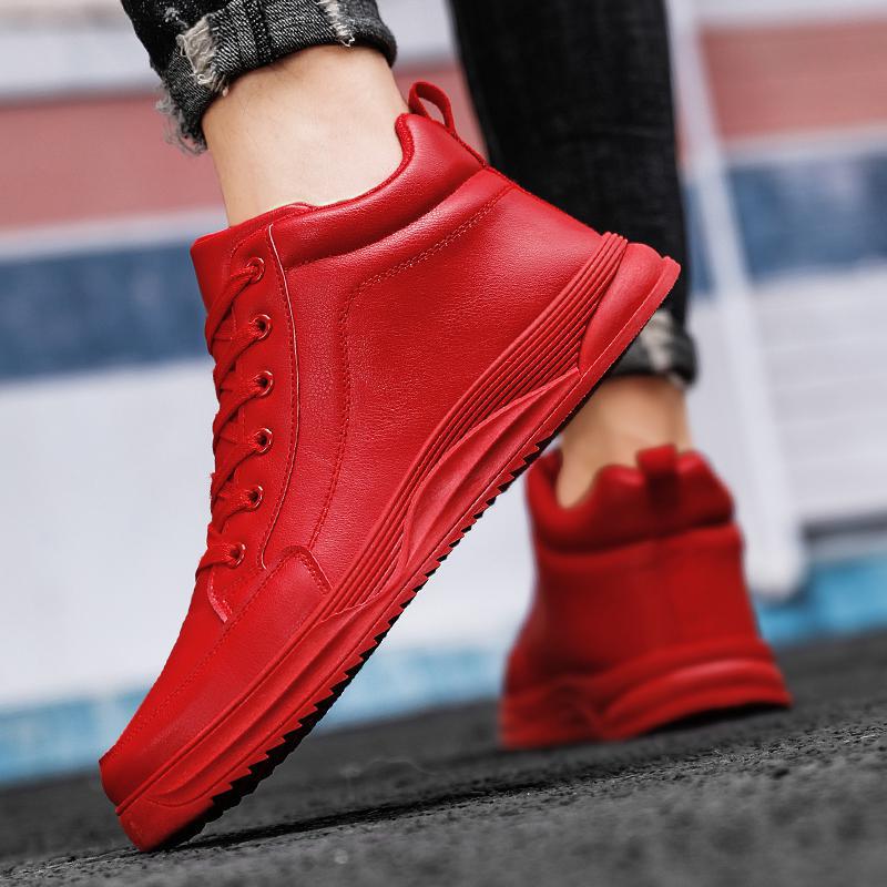 カップル秋冬新作ハイカットレッドボードシューズ男女兼用大きい - Men Shoes Size 46 のレビューと価格