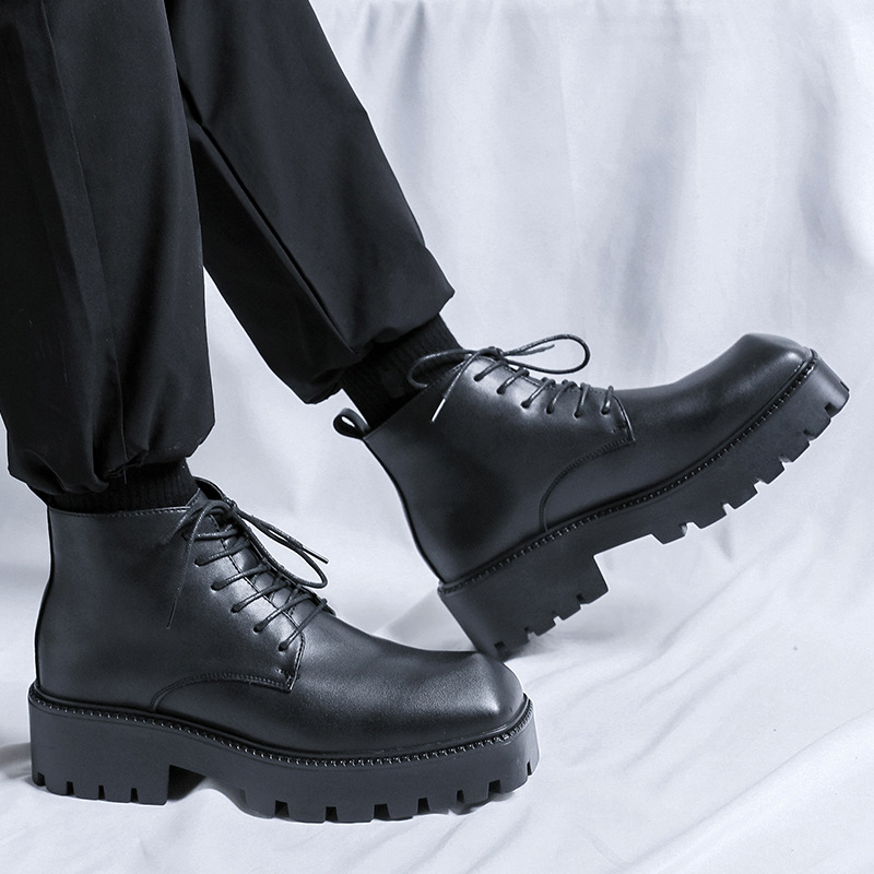 男性高級ファッションオリジナルレザーブーツレースアップポイン - Men Shoes Brand のレビューと価格