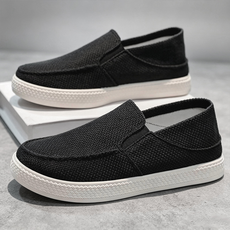 メンズリネンスリッポンローファー、通気性のある織物アッパー、 - Men'S Shoes Daily Use のレビューと価格